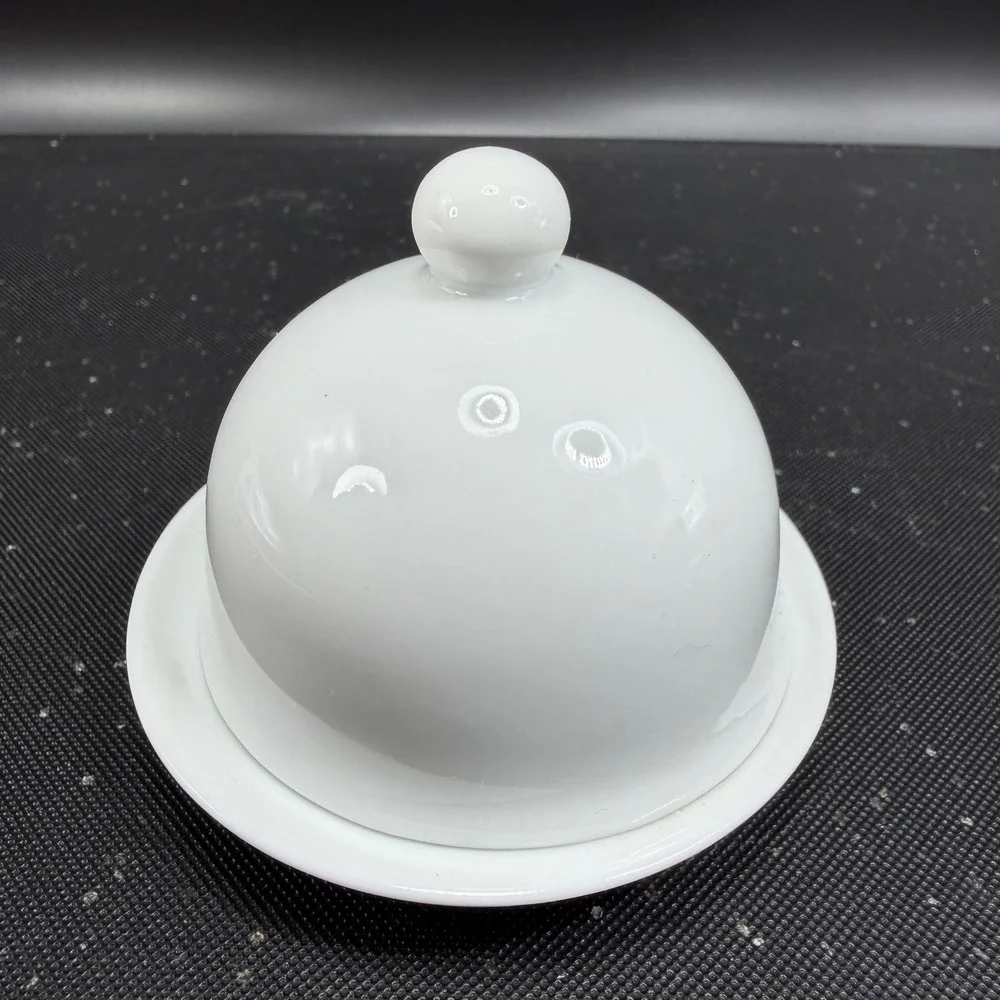 BIA Cordon Bleu White Porcelain Individual Covered Butter Dish Caviar Server 3in